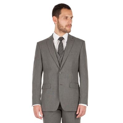 The Collection Grey semi plain regular fit 2 button suit jacket